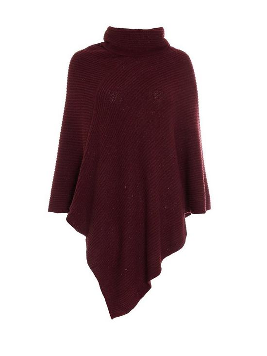 outfit image of quiz-sequin-roll-neck-poncho-red