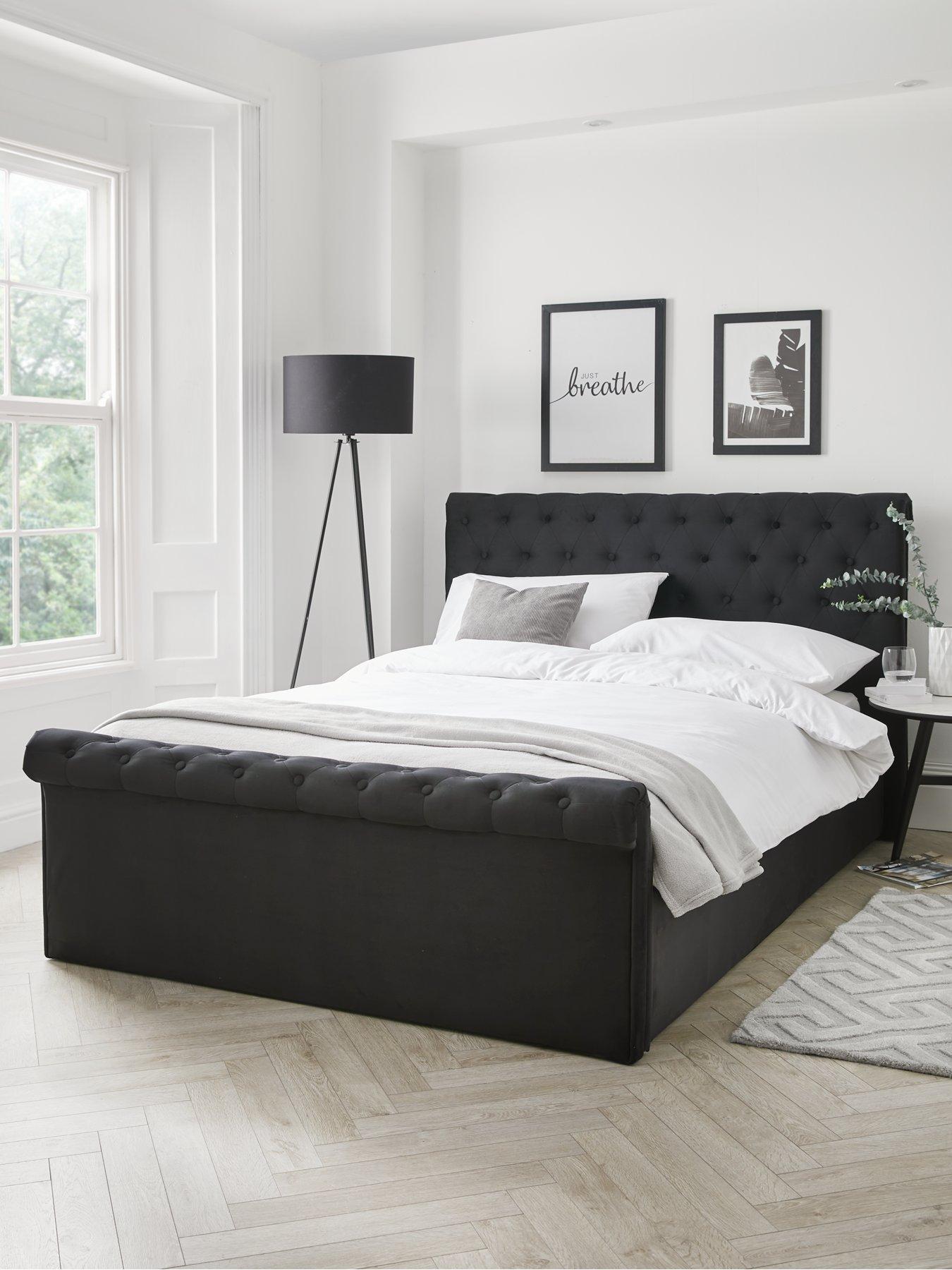 Black small double bed deals with mattress