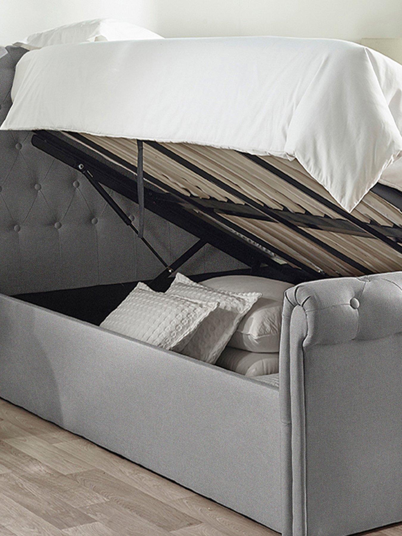 image of aspire-chesterfield-linen-lift-up-storagenbspbed