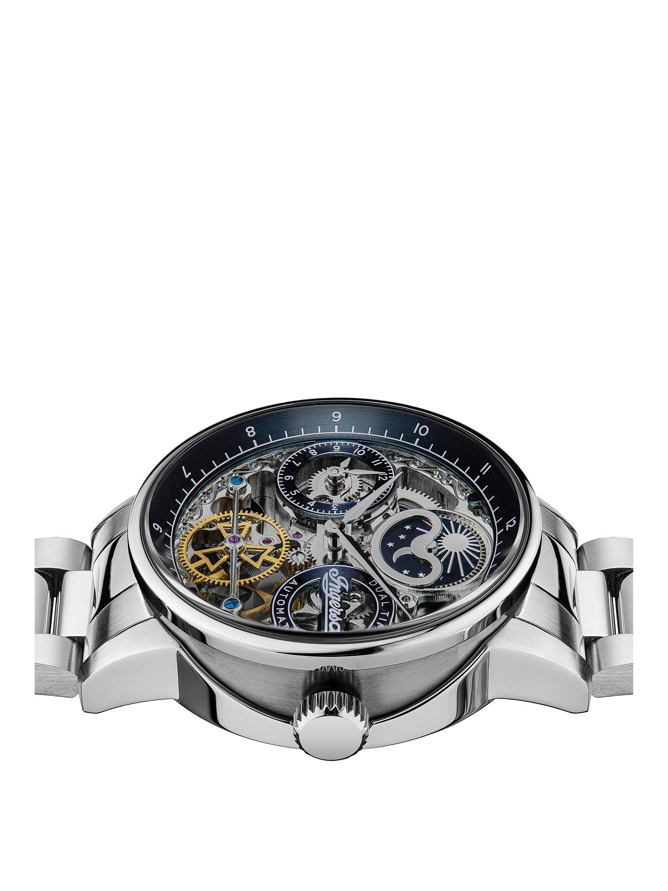  image of ingersoll-the-jazz-automatic-mens-watch-with-blue-dial-and-silver-stainless-steel-bracelet--i07707