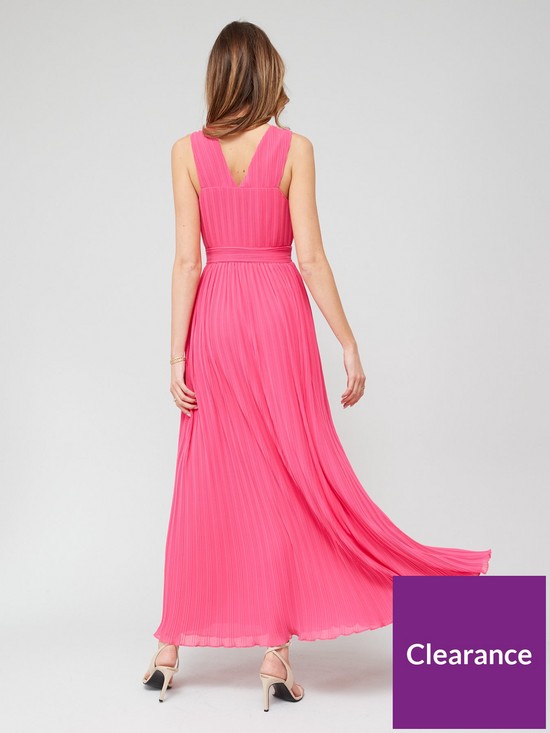 stillFront image of fig-basil-pleated-waisted-dress-pink