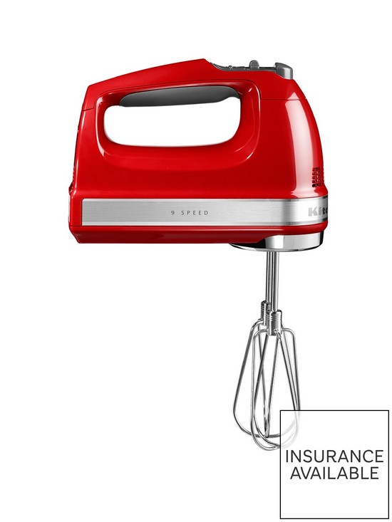 front image of kitchenaid-5khm9212ber-hand-mixer-empire-red