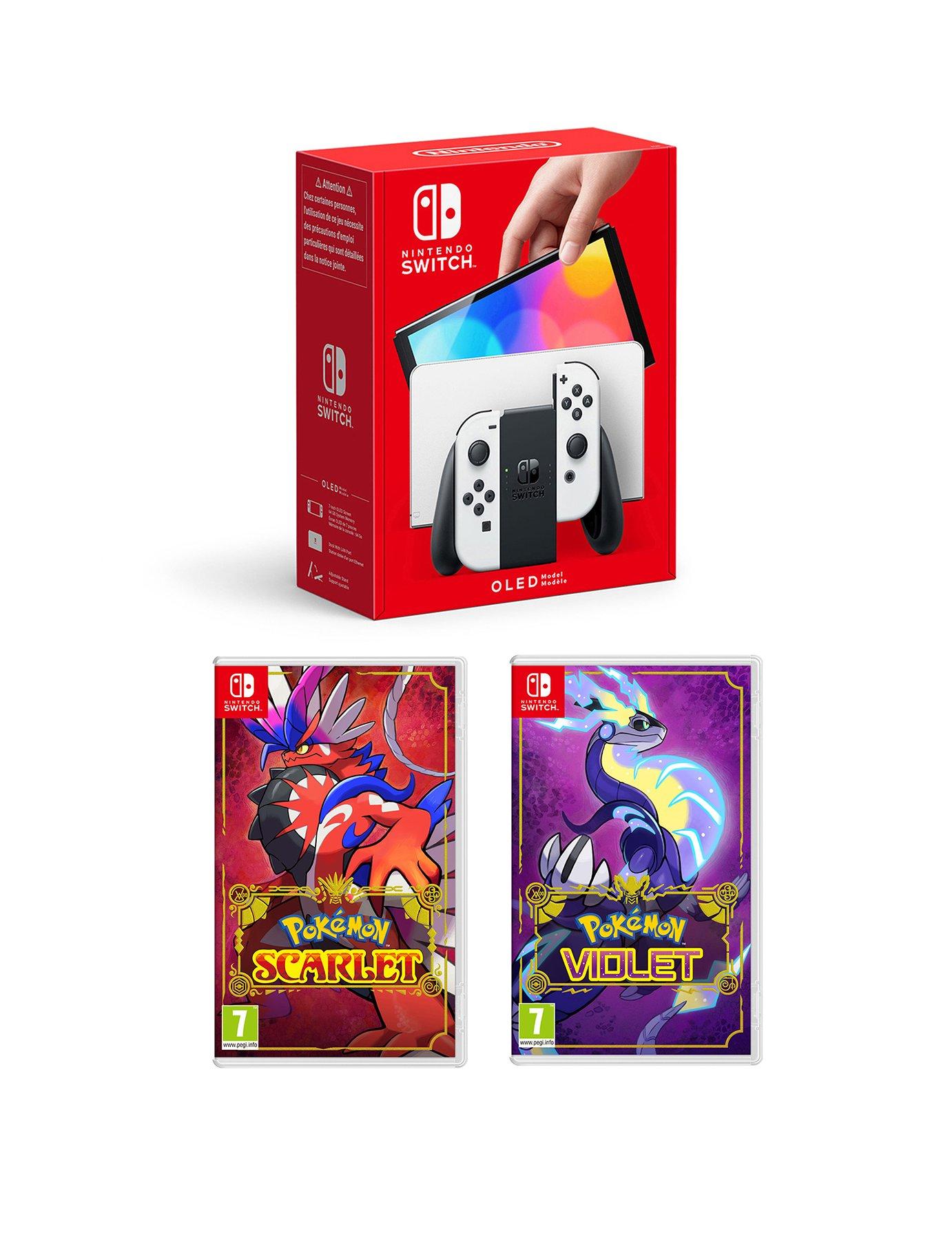 Image 1 of 8 of Nintendo Switch OLED White Console with Pokemon Scarlet &amp; Pokemon Violet