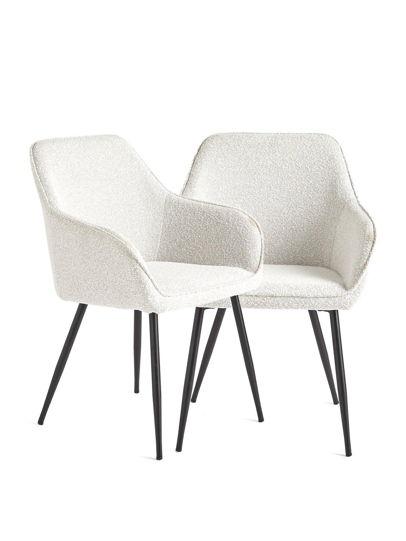 Very Home Alisha Pair of Boucle Dining Chairs Cream/Black