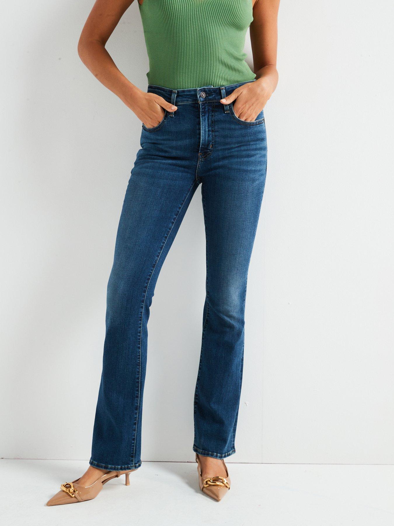 front image of levis-725-high-rise-bootcut-jeans-blue-wave-dark