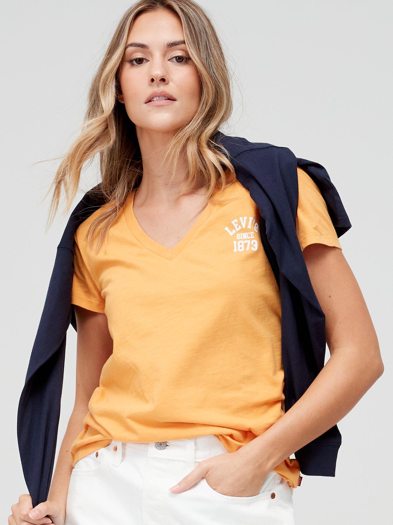  image of levis-graphic-perfect-vneck-golden-nugget-yellow