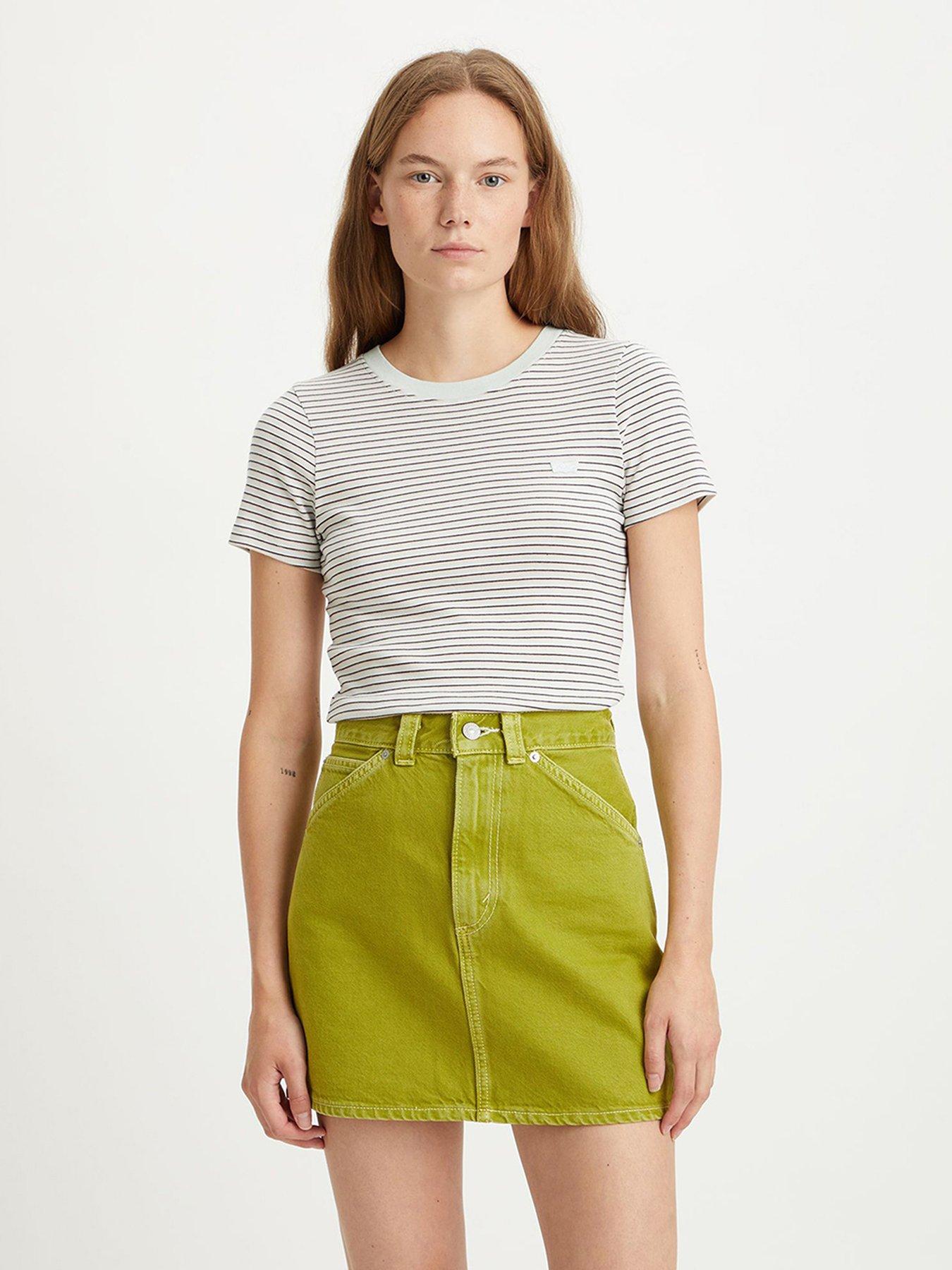 Levi's Short Sleeve Rib Baby T-Shirt - Pencil Stripe Peach Melba