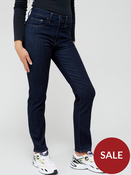 front image of levis-724trade-high-rise-straight-jean-blue-wave-rinse
