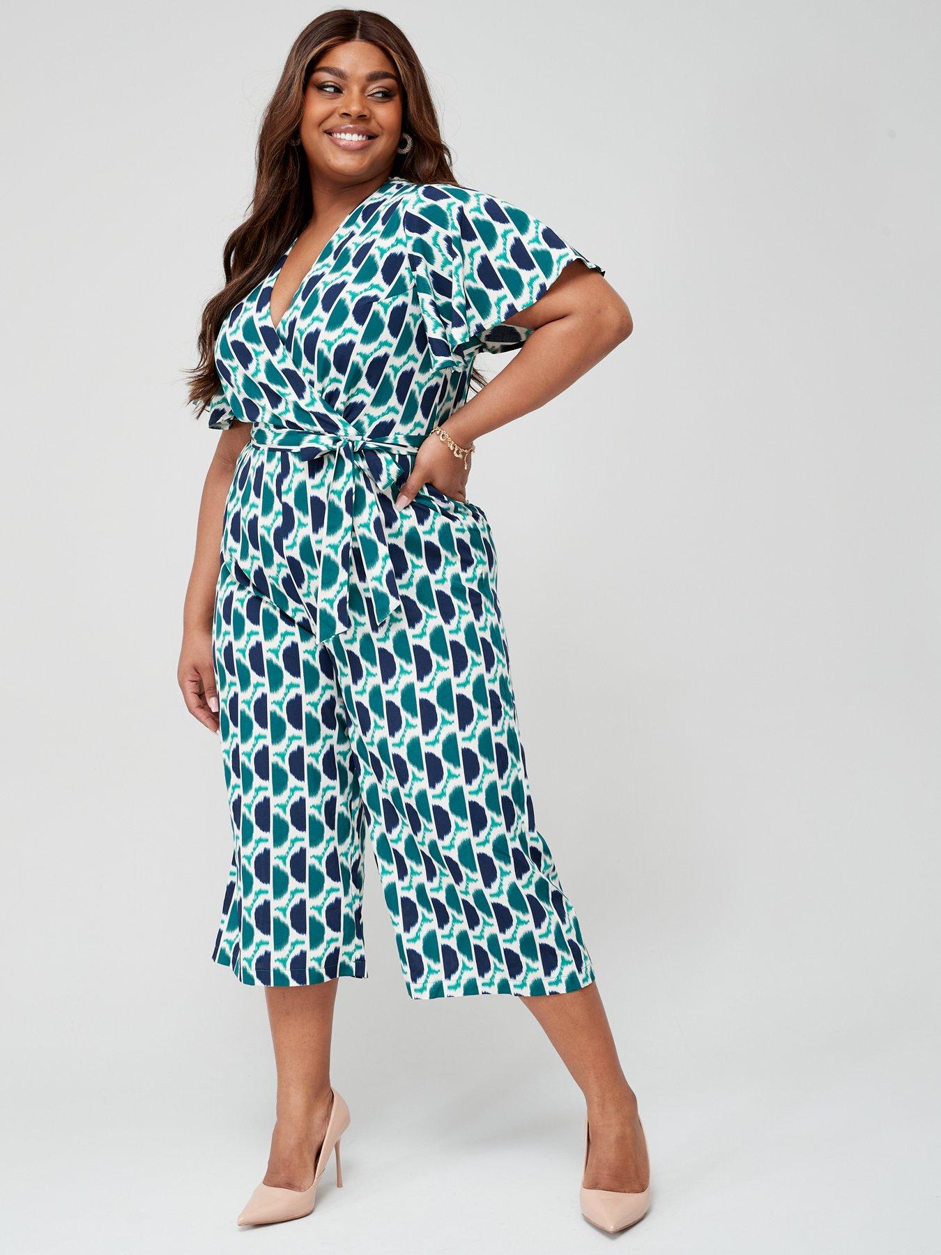 Geometric Print Jersey Jumpsuit in LENZING™ ECOVERO™ Green