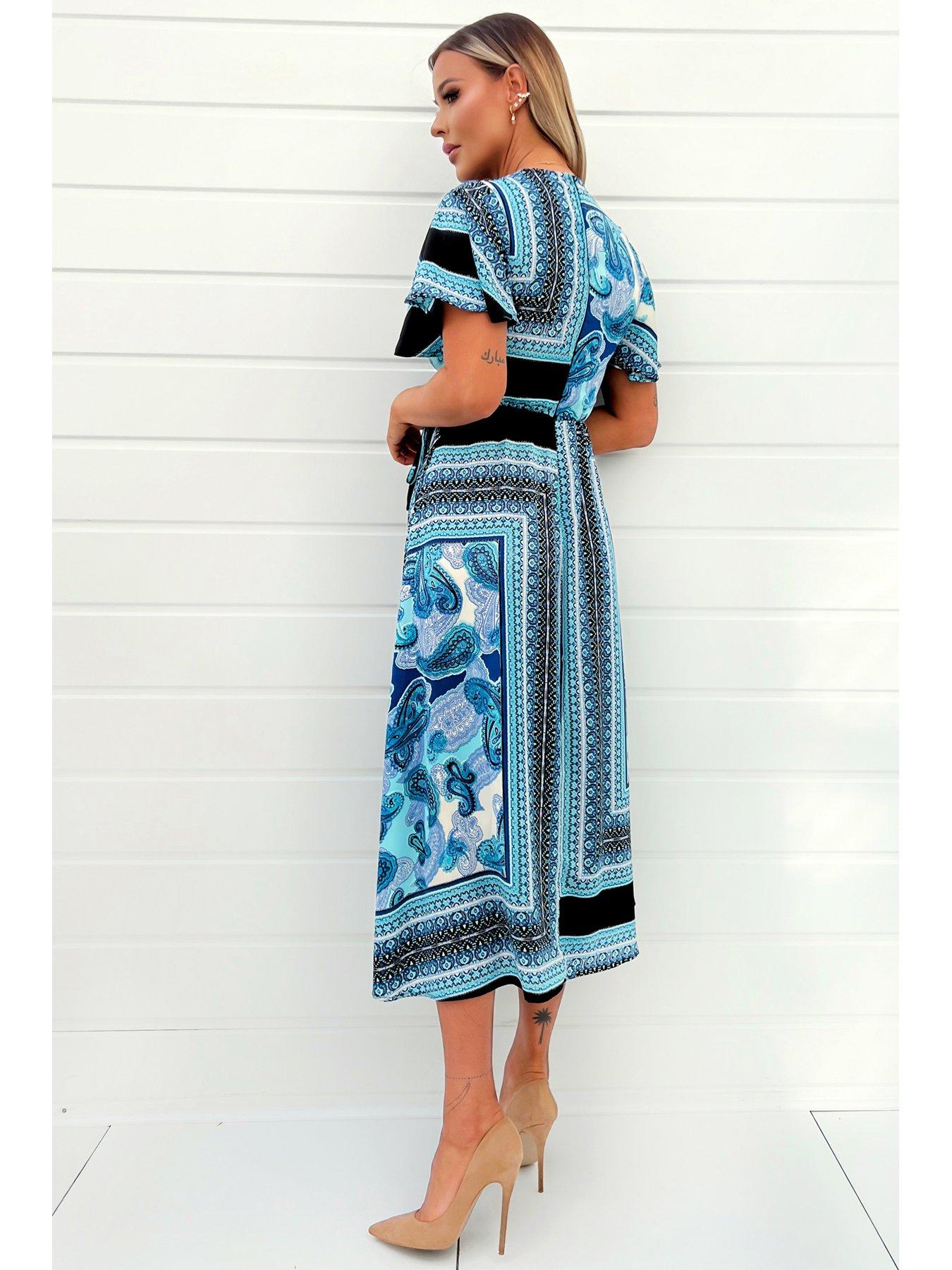 Blue scarf hotsell print dress