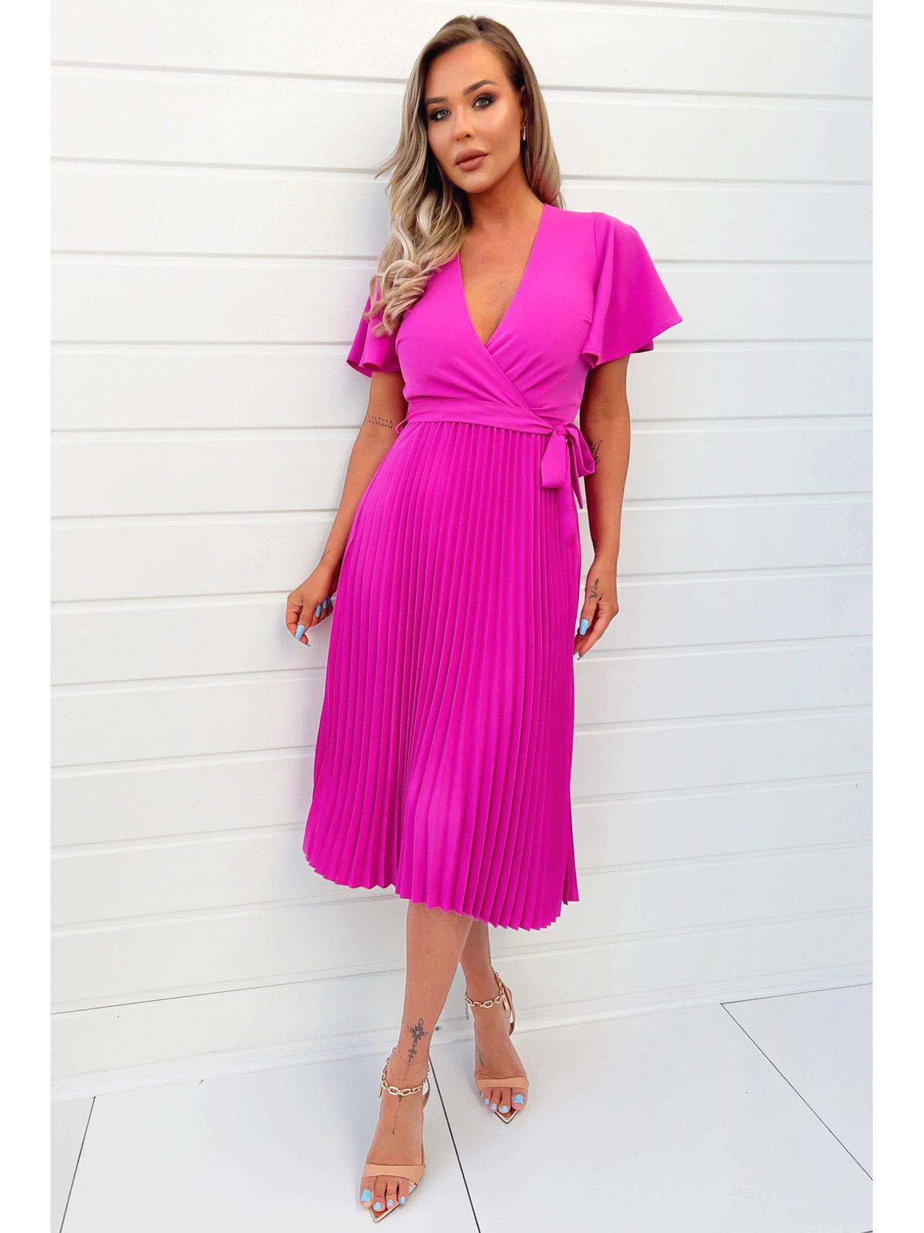 AX Paris Pleated Midi Dress - Pink