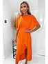  image of ax-paris-batwing-top-wrap-skirt-midi-dress-burnt-orange