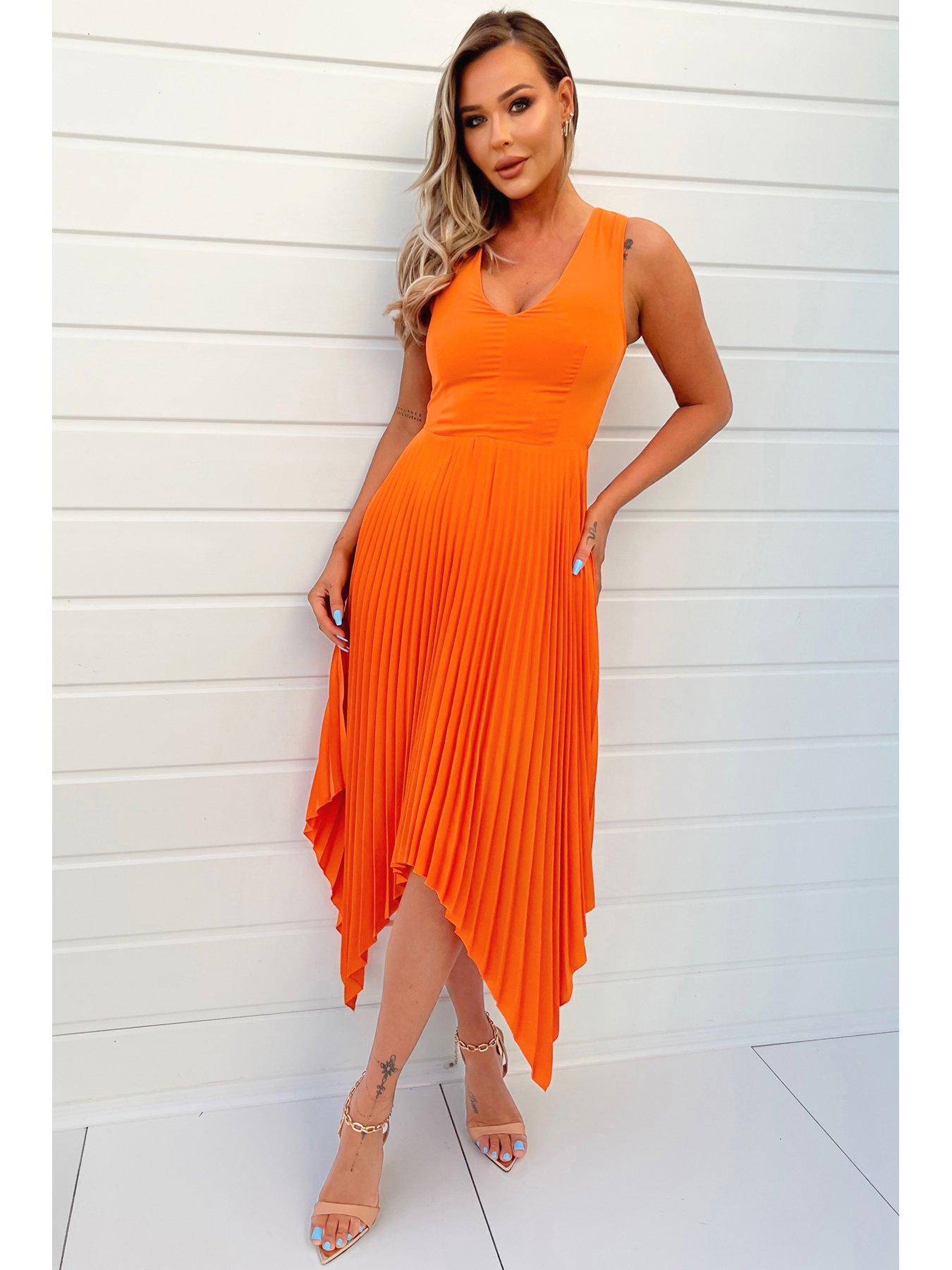 image of ax-paris-sleeveless-midi-dress-orange