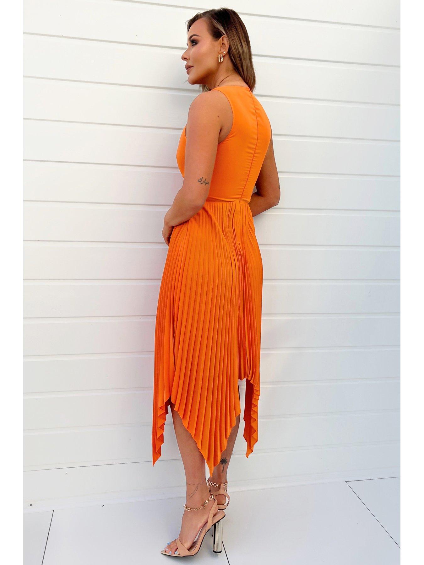  image of ax-paris-sleeveless-midi-dress-orange