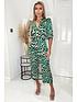  image of ax-paris-abstract-print-wrap-jumpsuit-green