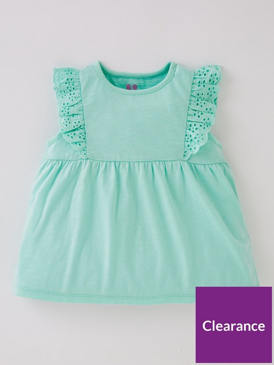 front image of mini-v-by-very-girlsnbspfrill-sleeve-vest-mint-green