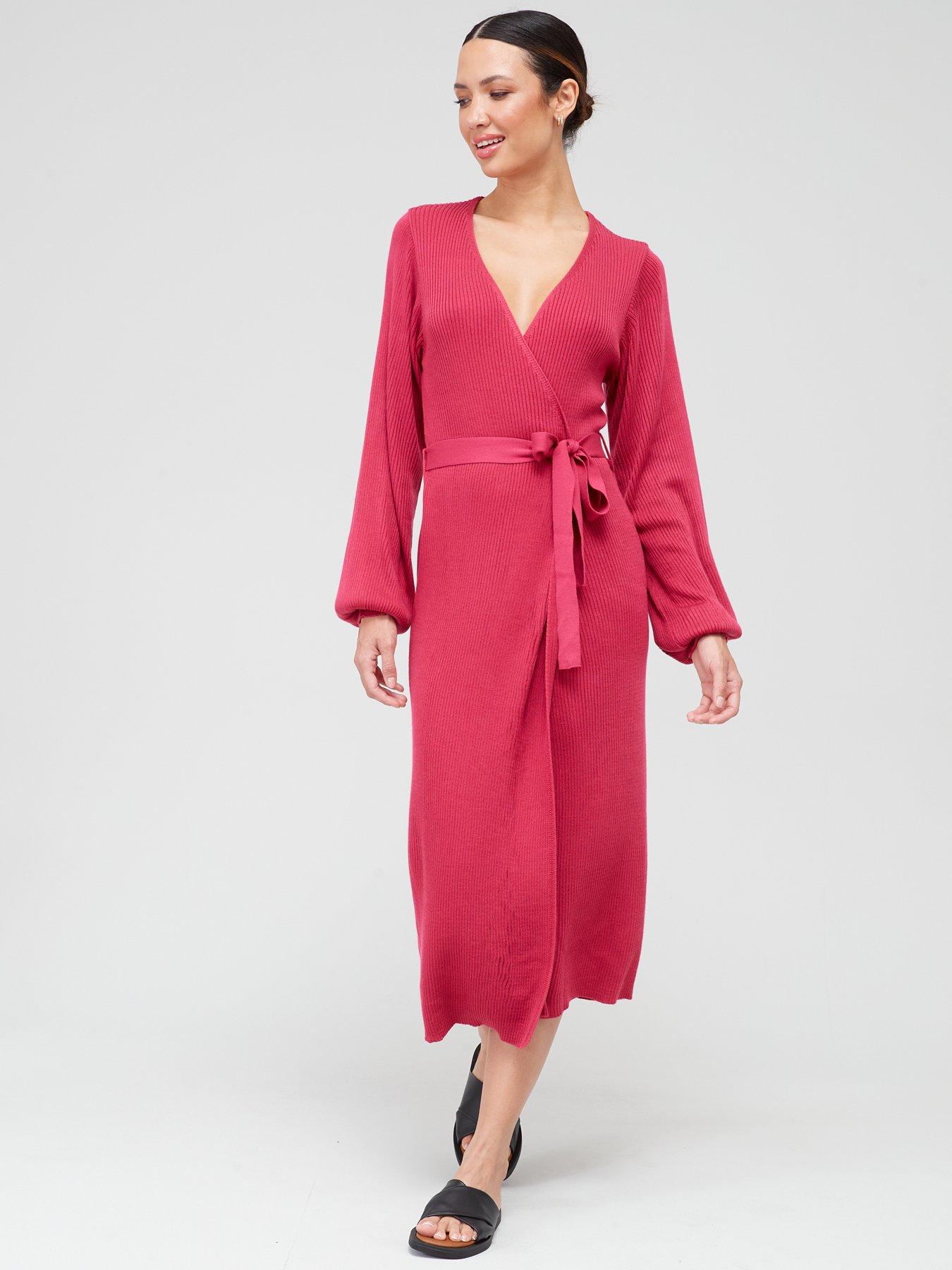 v-by-very-wrap-belted-knitted-midi-dress