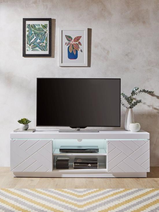 front image of very-home-kara-tv-unit-with-led-strip-light-fits-up-to-55-inch-tv-white