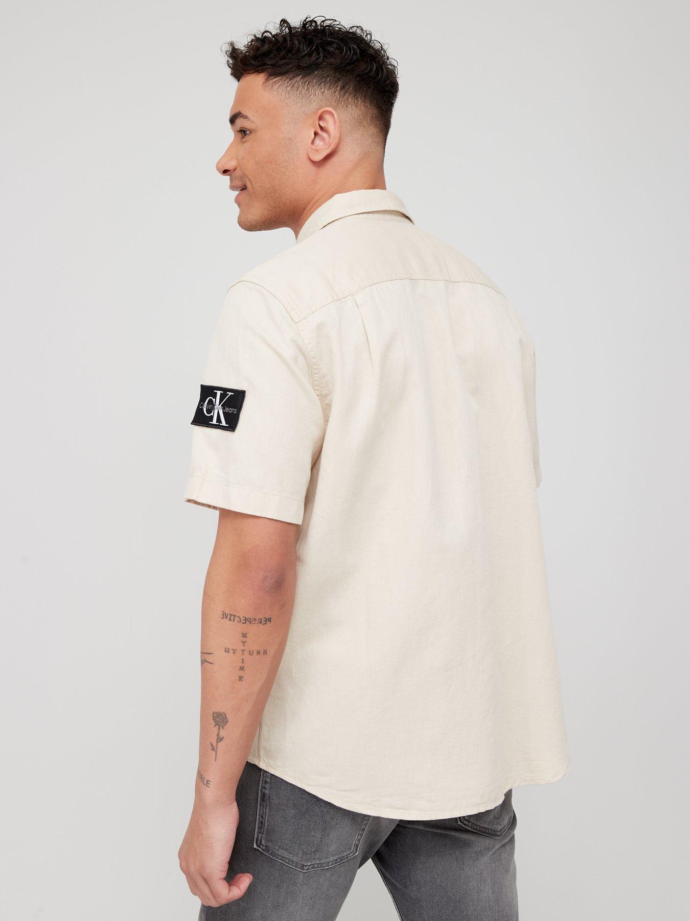  image of calvin-klein-jeans-linen-short-sleeve-shirt