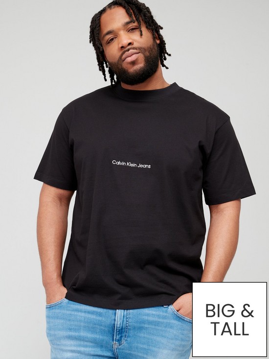 front image of calvin-klein-jeans-big-amp-tall-institutional-t-shirt-black