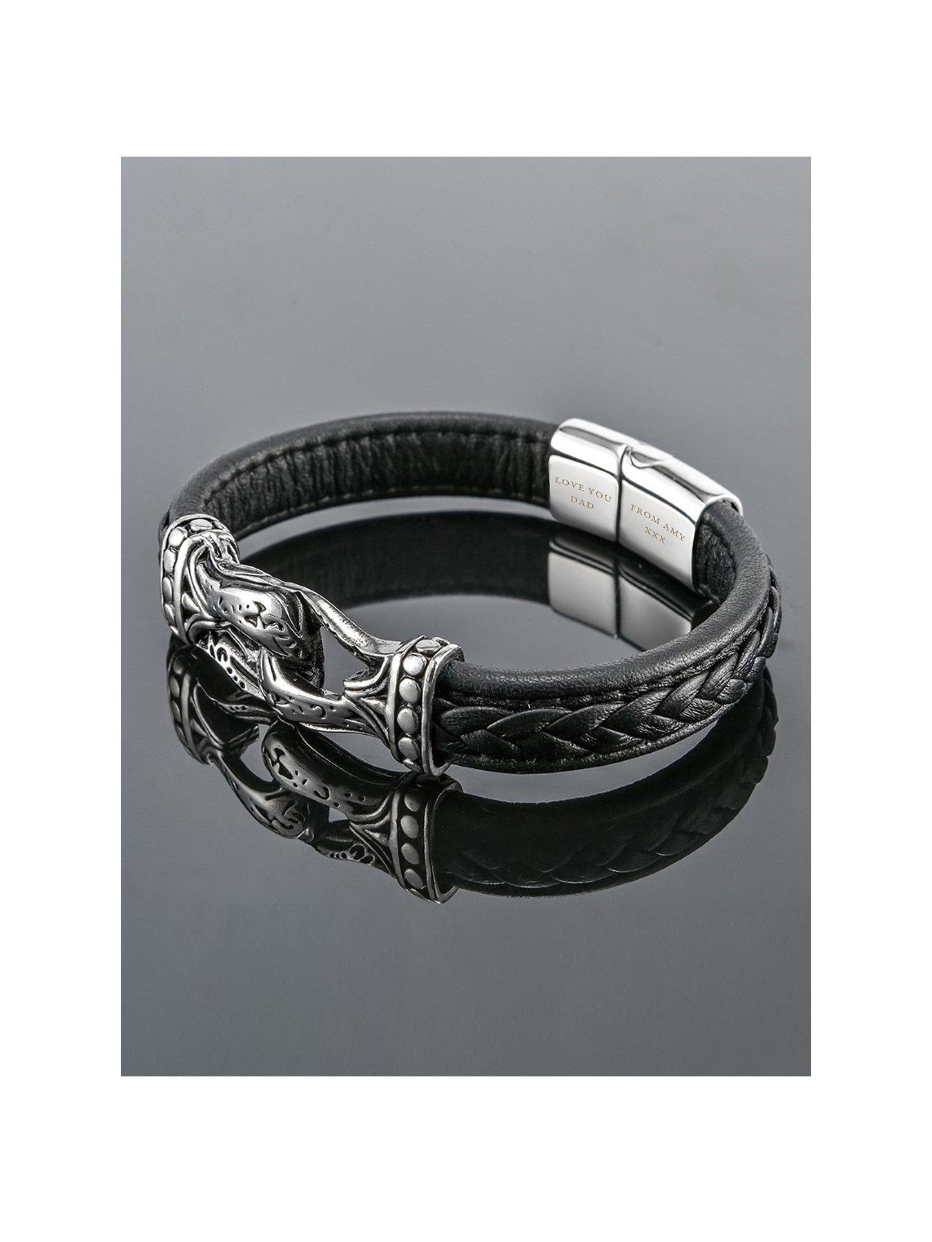 undefined Personalised Men's Buckle Clasp Leather Bracelet
