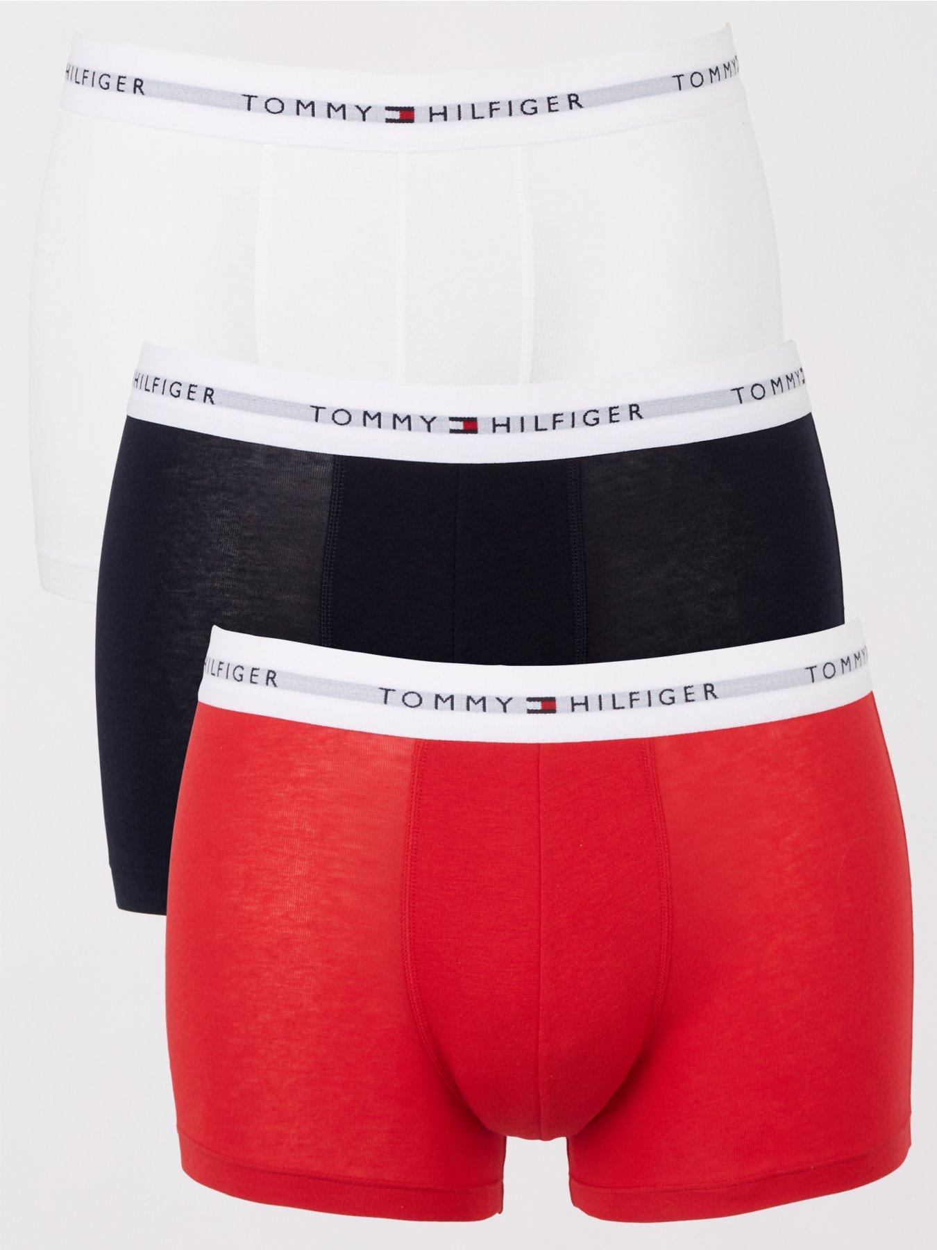 Tommy Hilfiger 3 Pack Premium Essentials Trunks - Red/White/Navy