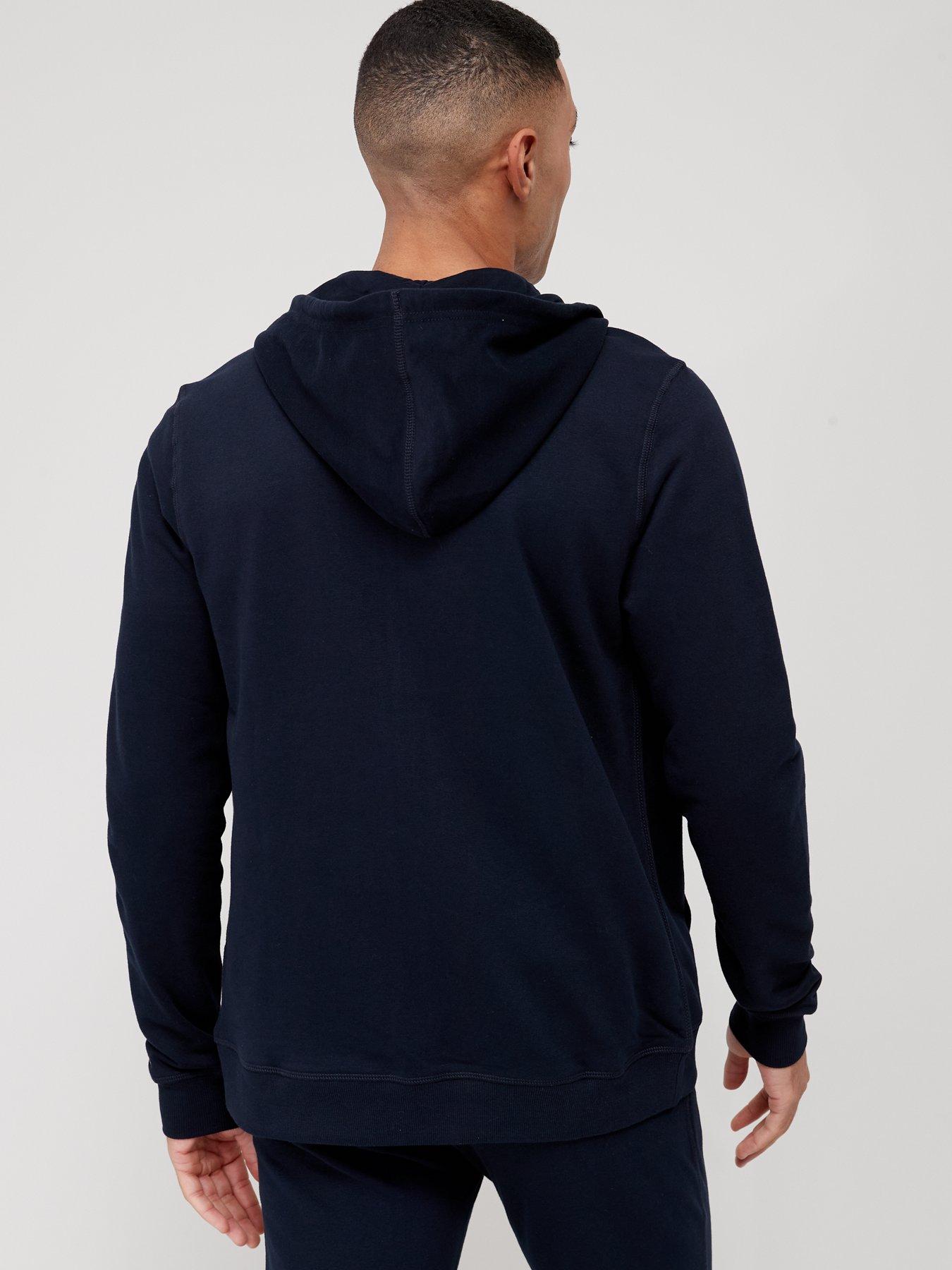  image of tommy-hilfiger-zip-thru-hooded-loungewear-top-navy