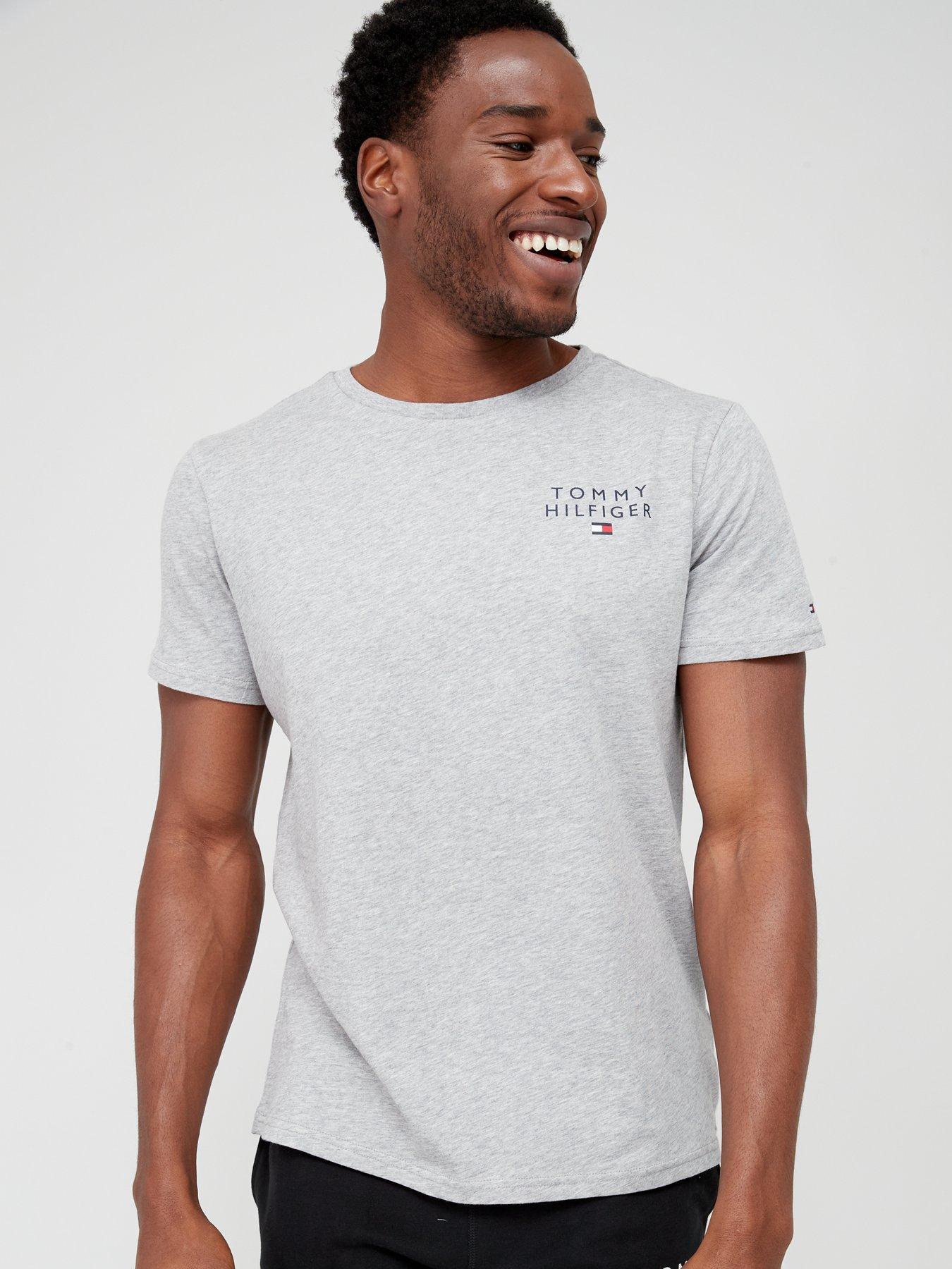  image of tommy-hilfiger-loungewear-crew-neck-t-shirt-light-grey