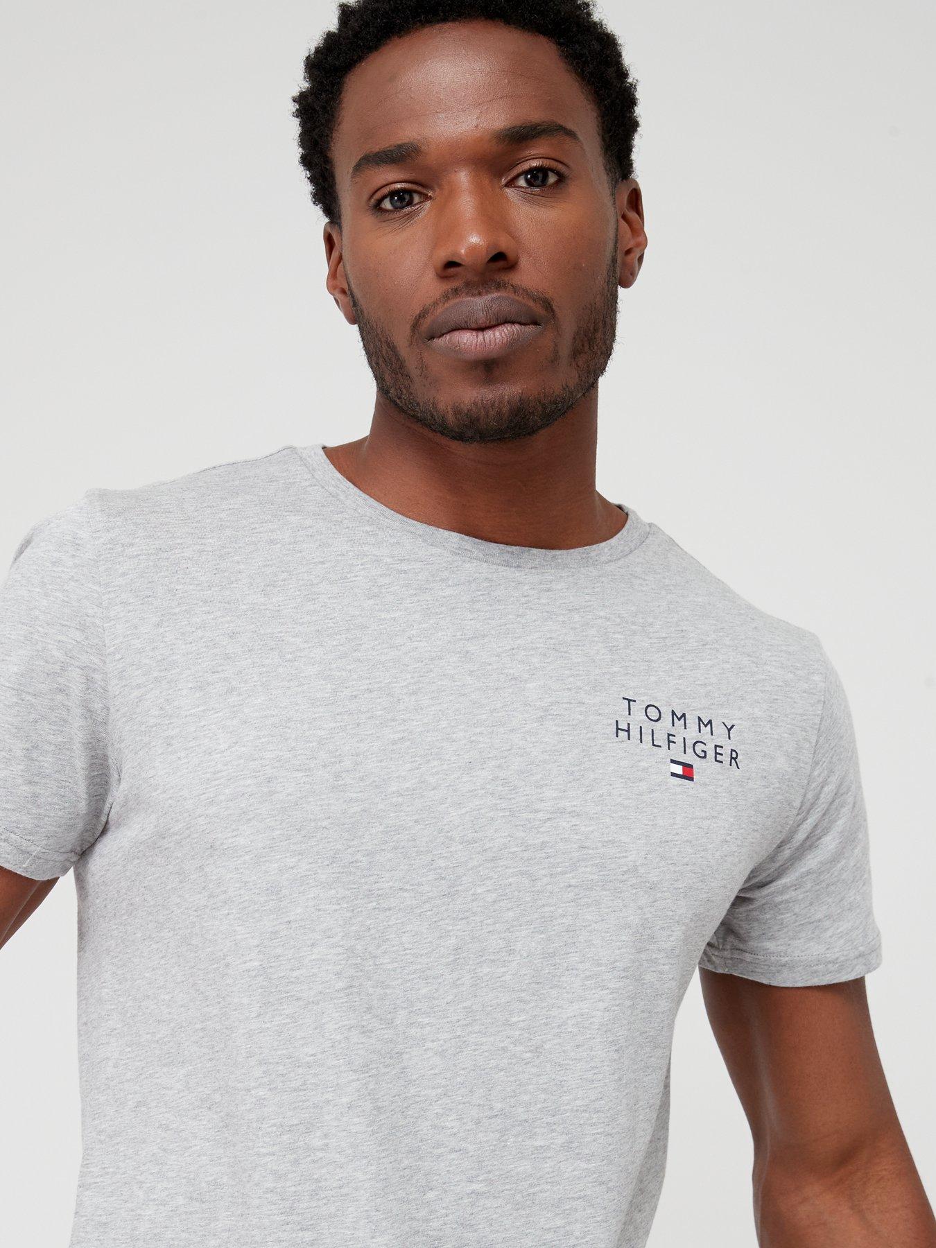  image of tommy-hilfiger-loungewear-crew-neck-t-shirt-light-grey