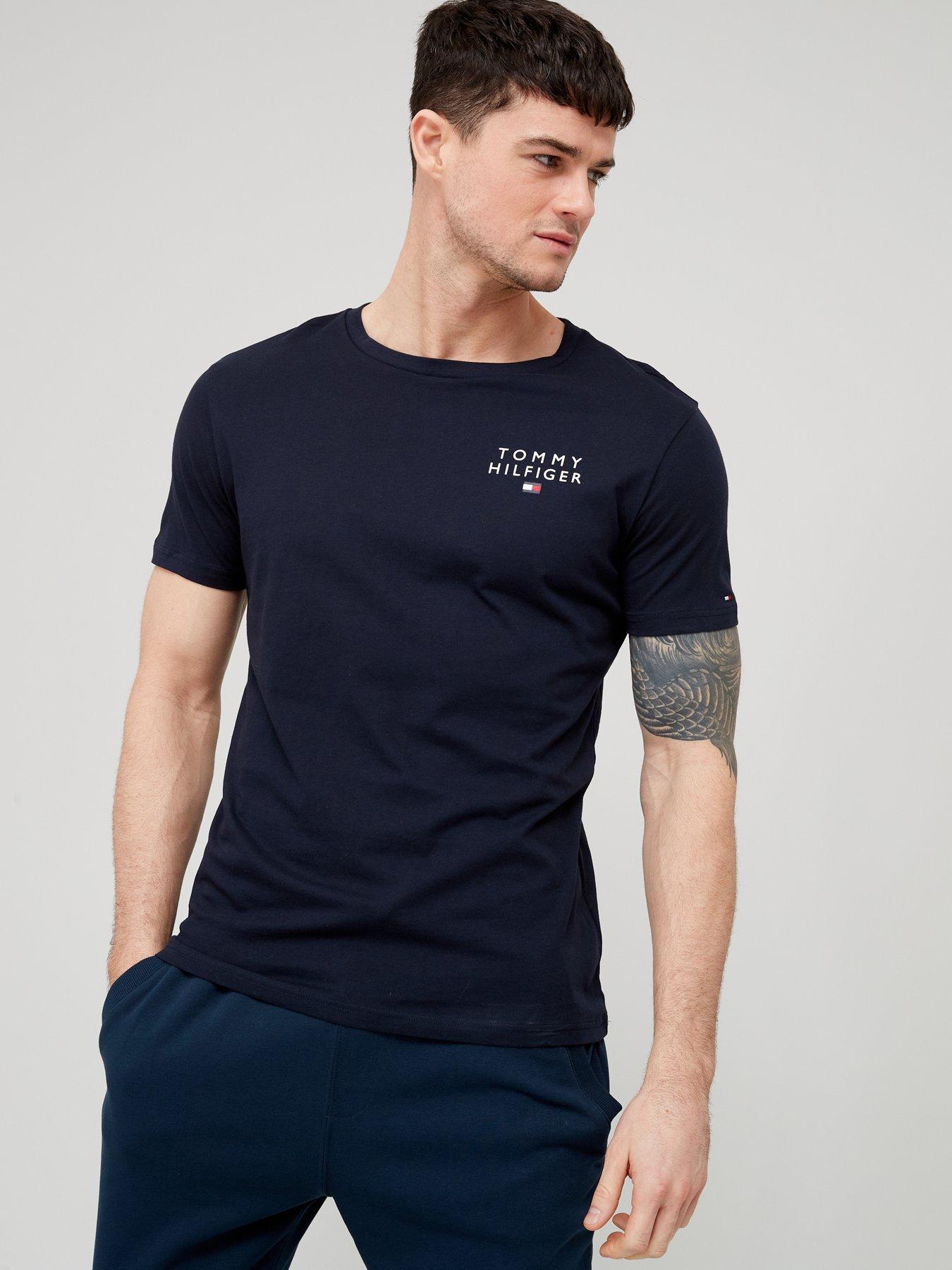  image of tommy-hilfiger-loungewear-logo-t-shirt-navy
