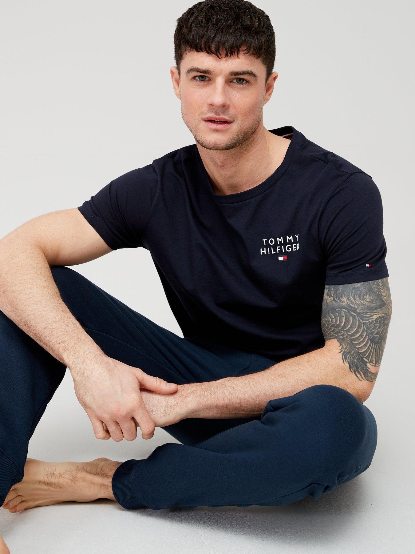  image of tommy-hilfiger-loungewear-logo-t-shirt-navy