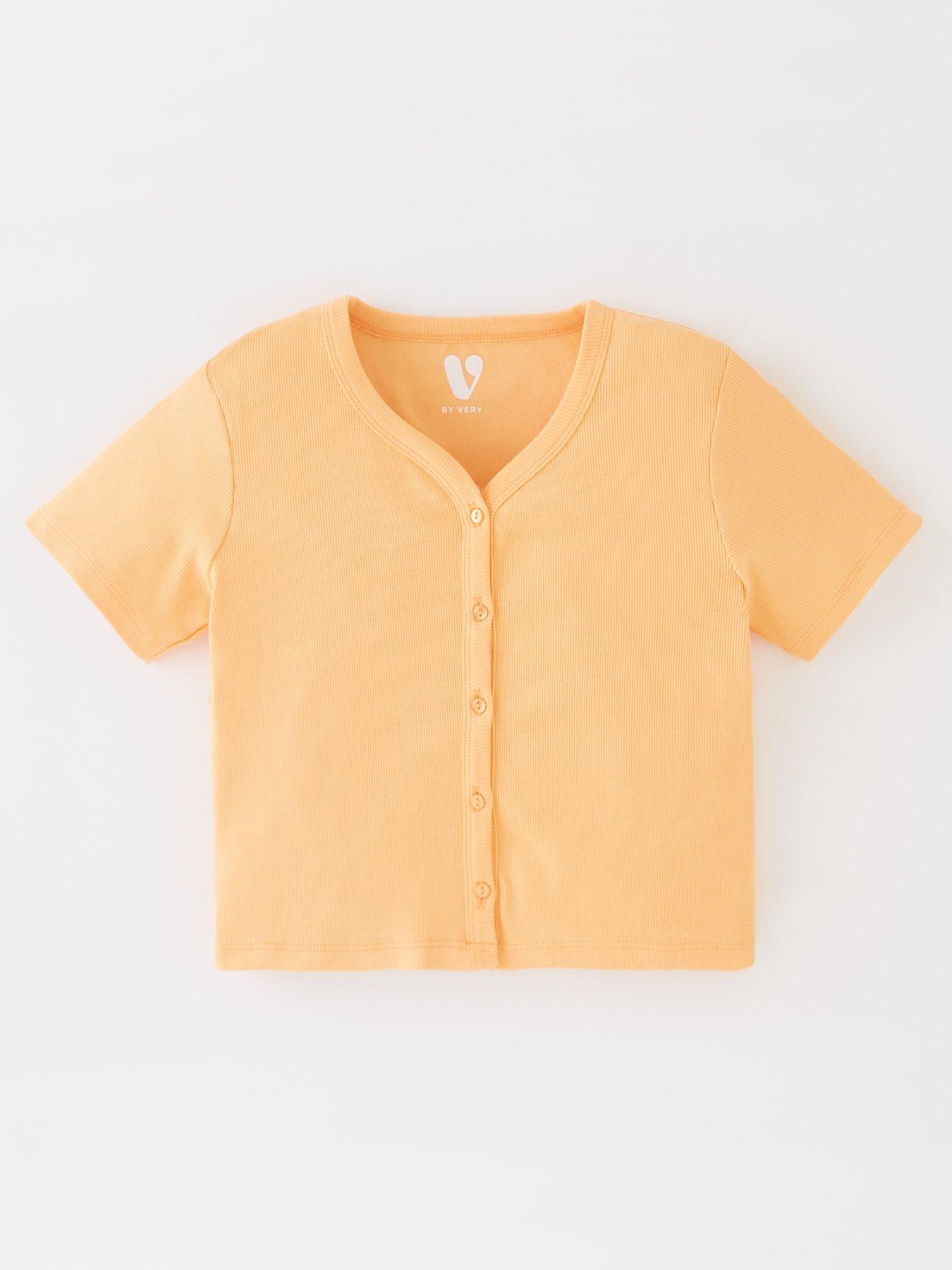  image of v-by-very-girls-2-pack-ribbed-button-up-tops-multi