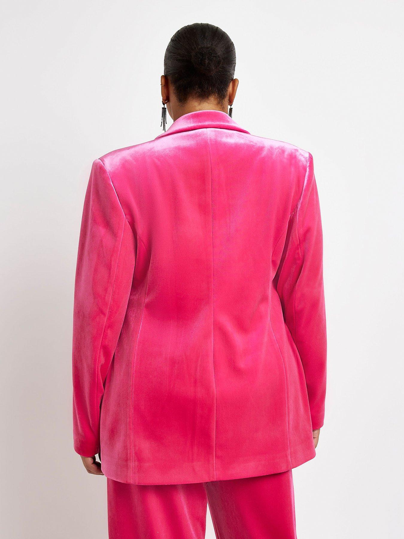 Plus Velvet Structured Blazer - Pink