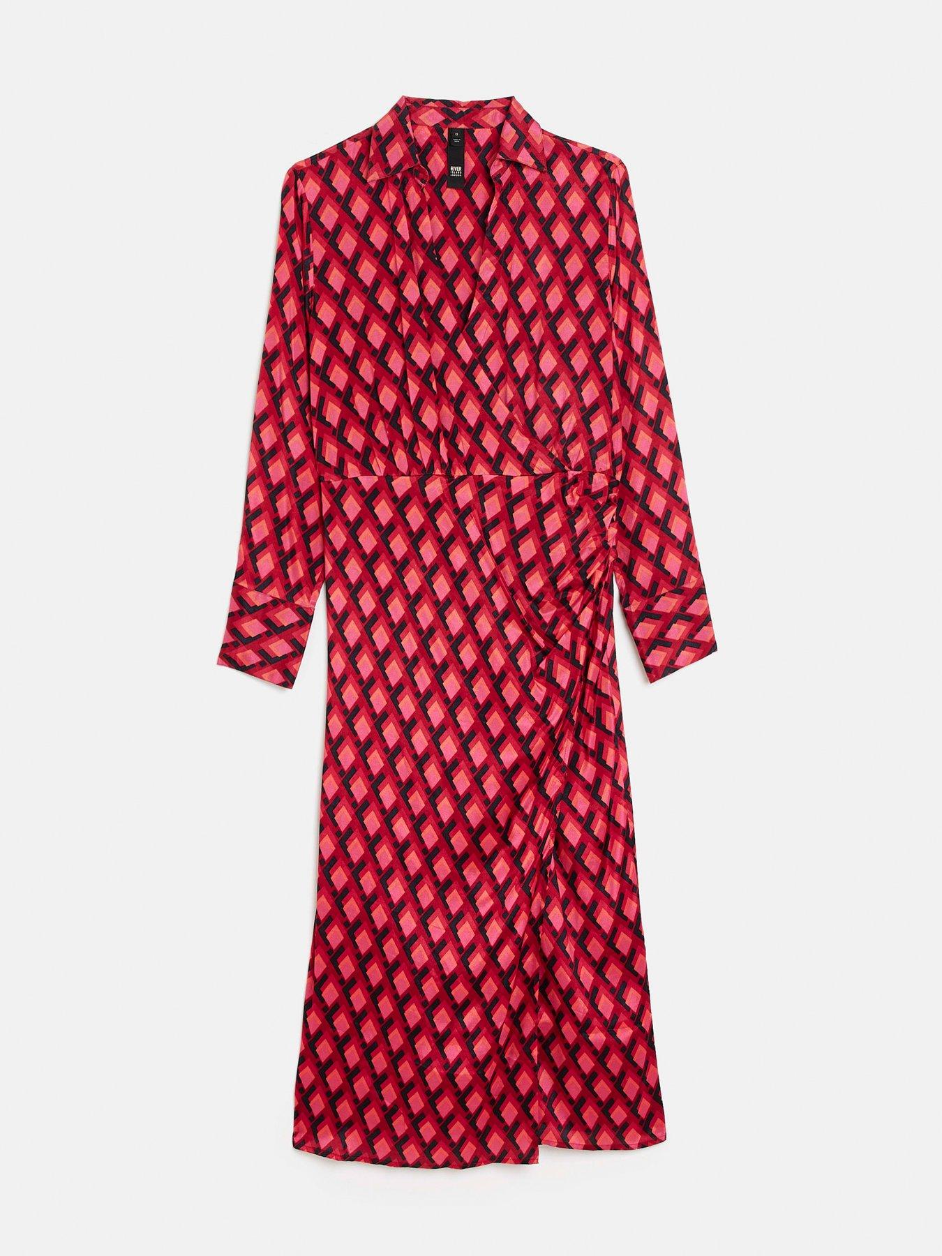  image of river-island-wrap-shirt-dress-pink