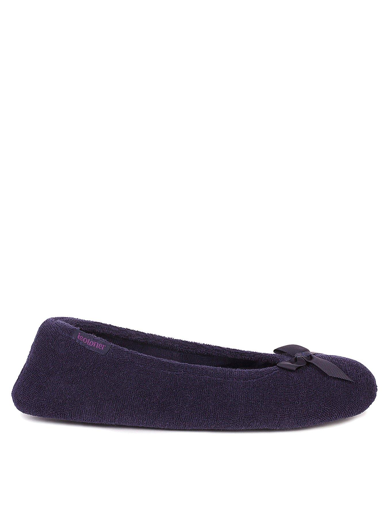Isotoner Womens Classic Terry Ballerina Slipper NVY-XL, 54% OFF