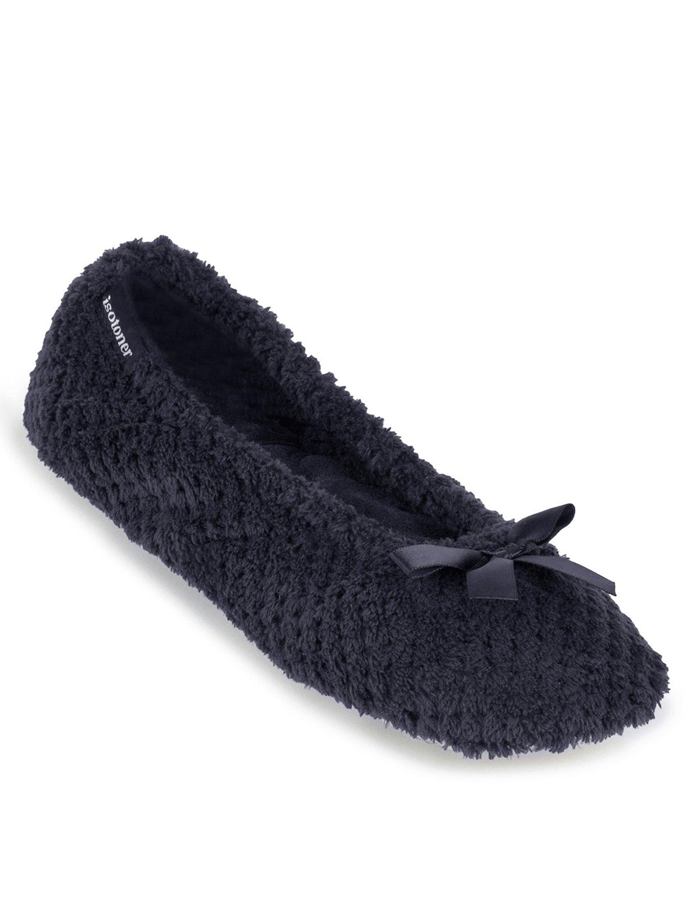 Image 2 of 4 of TOTES Isotoner Popcorn Terry Ballet Slippers - Black