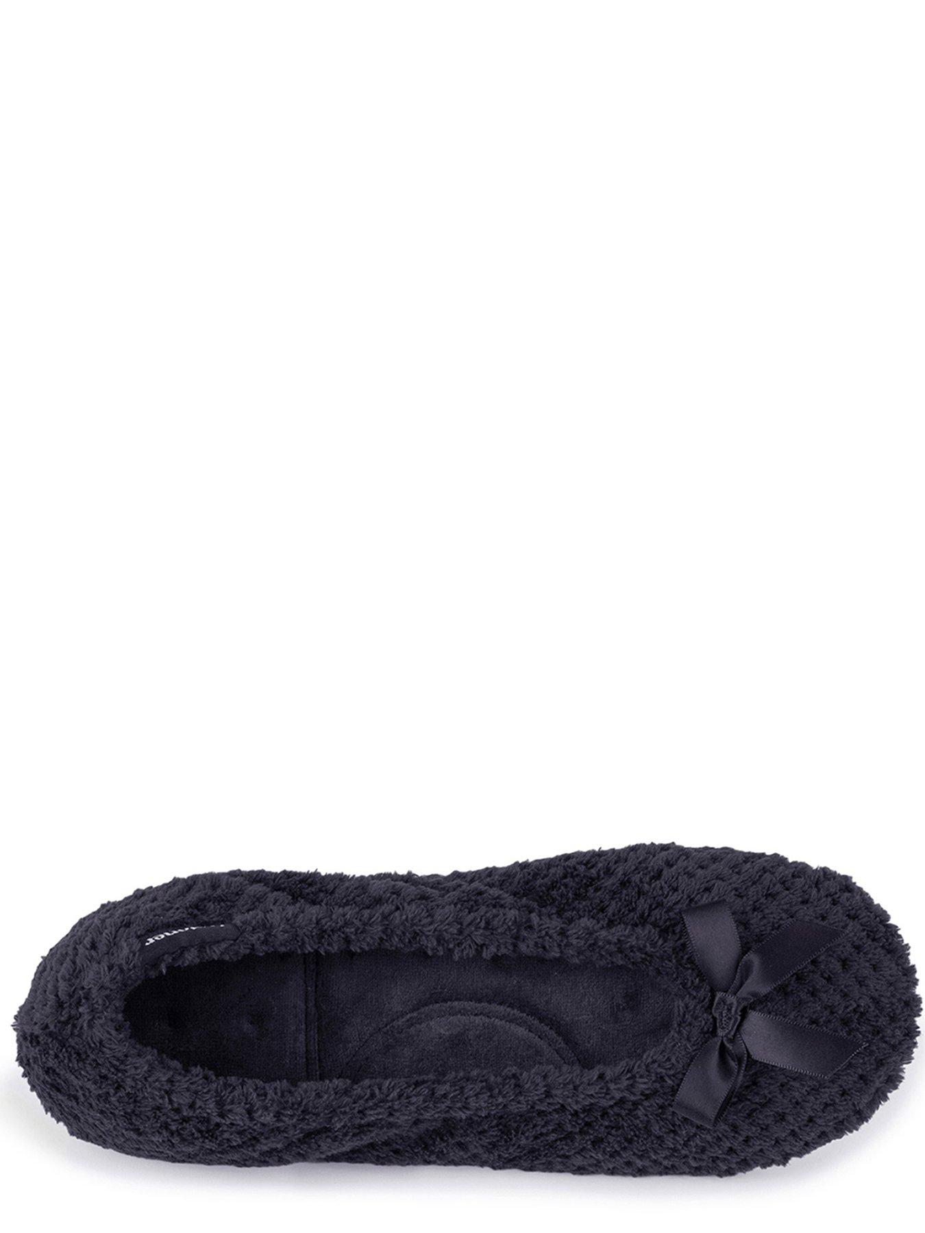 Image 3 of 4 of TOTES Isotoner Popcorn Terry Ballet Slippers - Black
