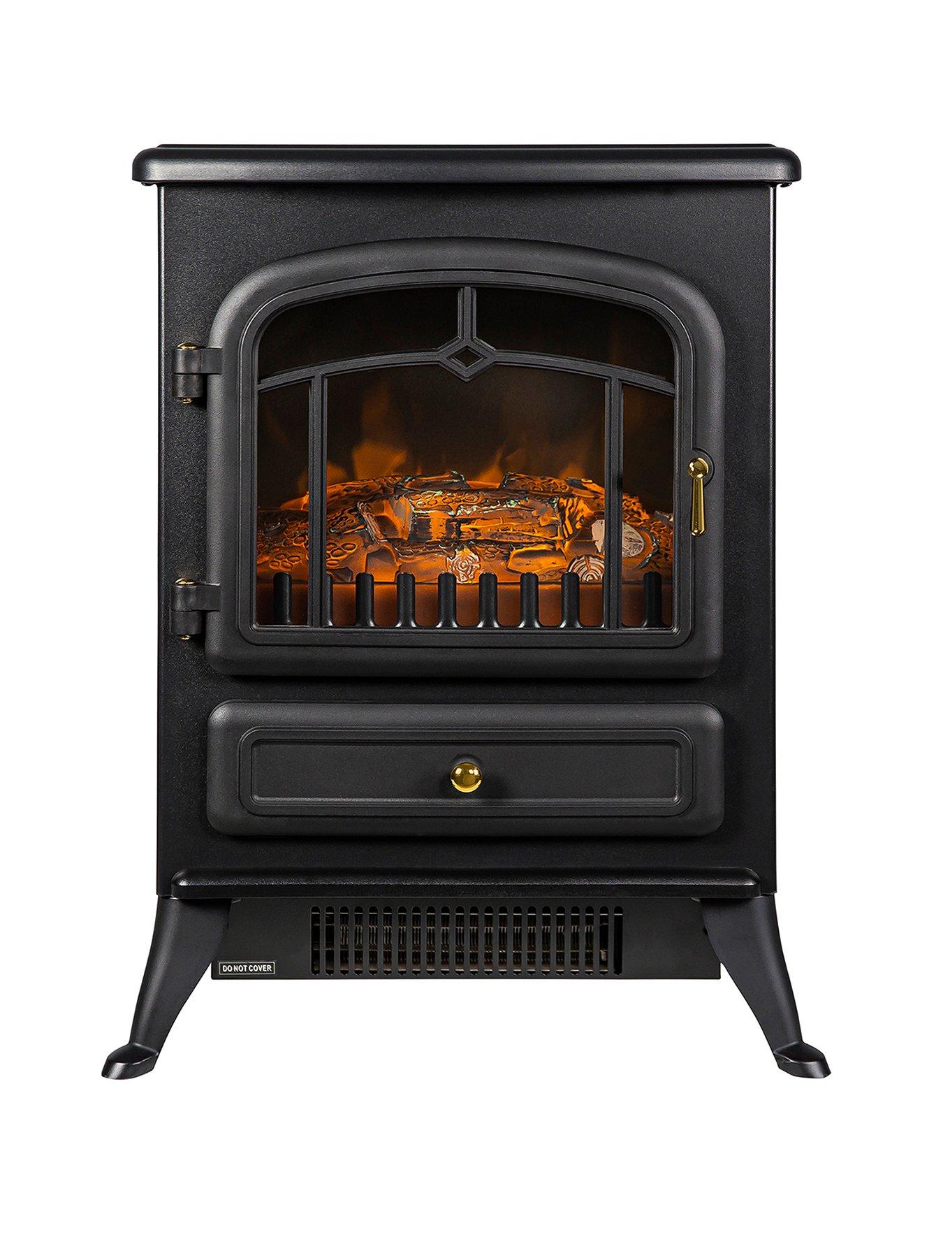 undefined RHEFSTV1002B 1.85KW Black Electric Stove Fire