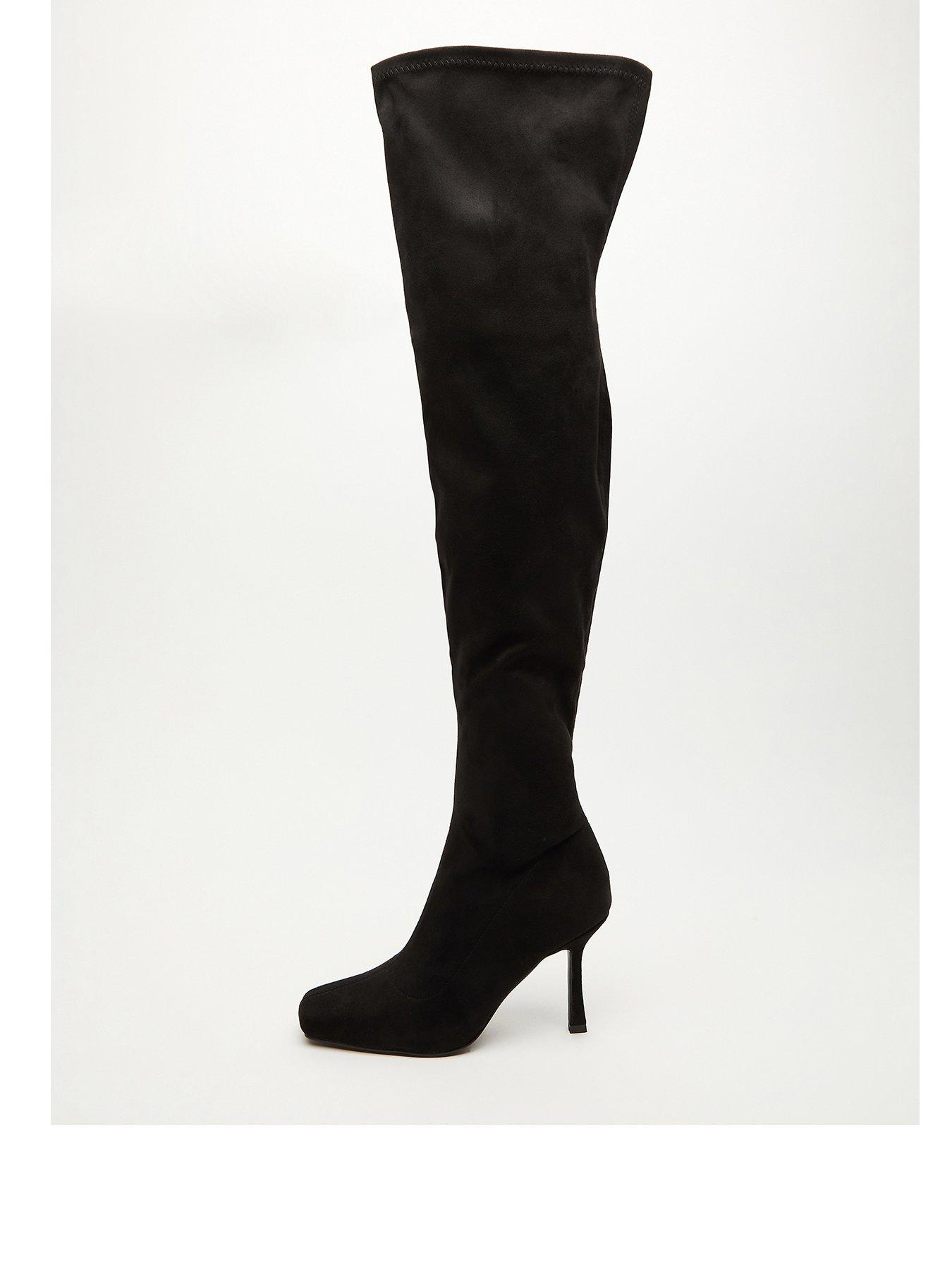 Quiz Over The Knee Heeled Boots Black littlewoods