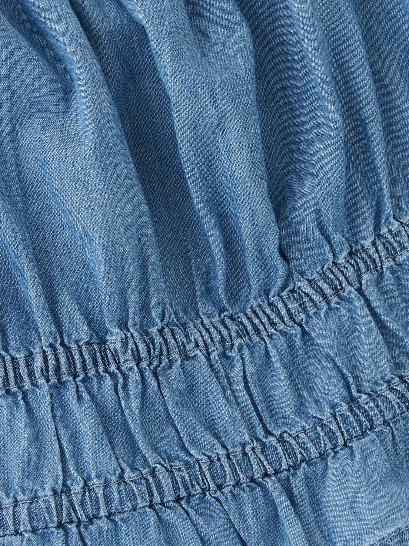  image of v-by-very-girls-cropped-chambray-top-blue