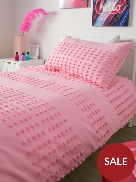 very-home-tufted-single-duvet-cover-set-pink