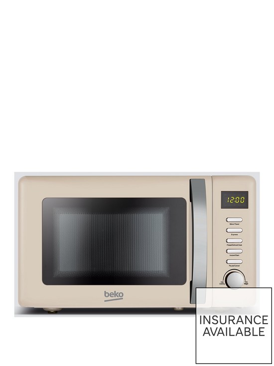 front image of beko-20l-800w-retro-compact-microwave-in-cream
