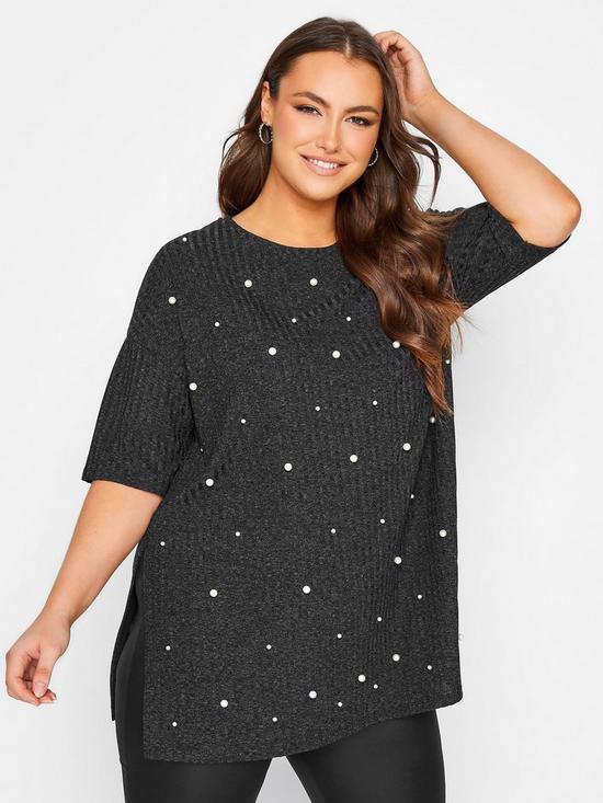 front image of yours-pearl-embellished-top