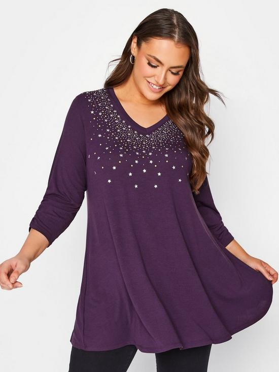 front image of yours-stud-swing-top-purple