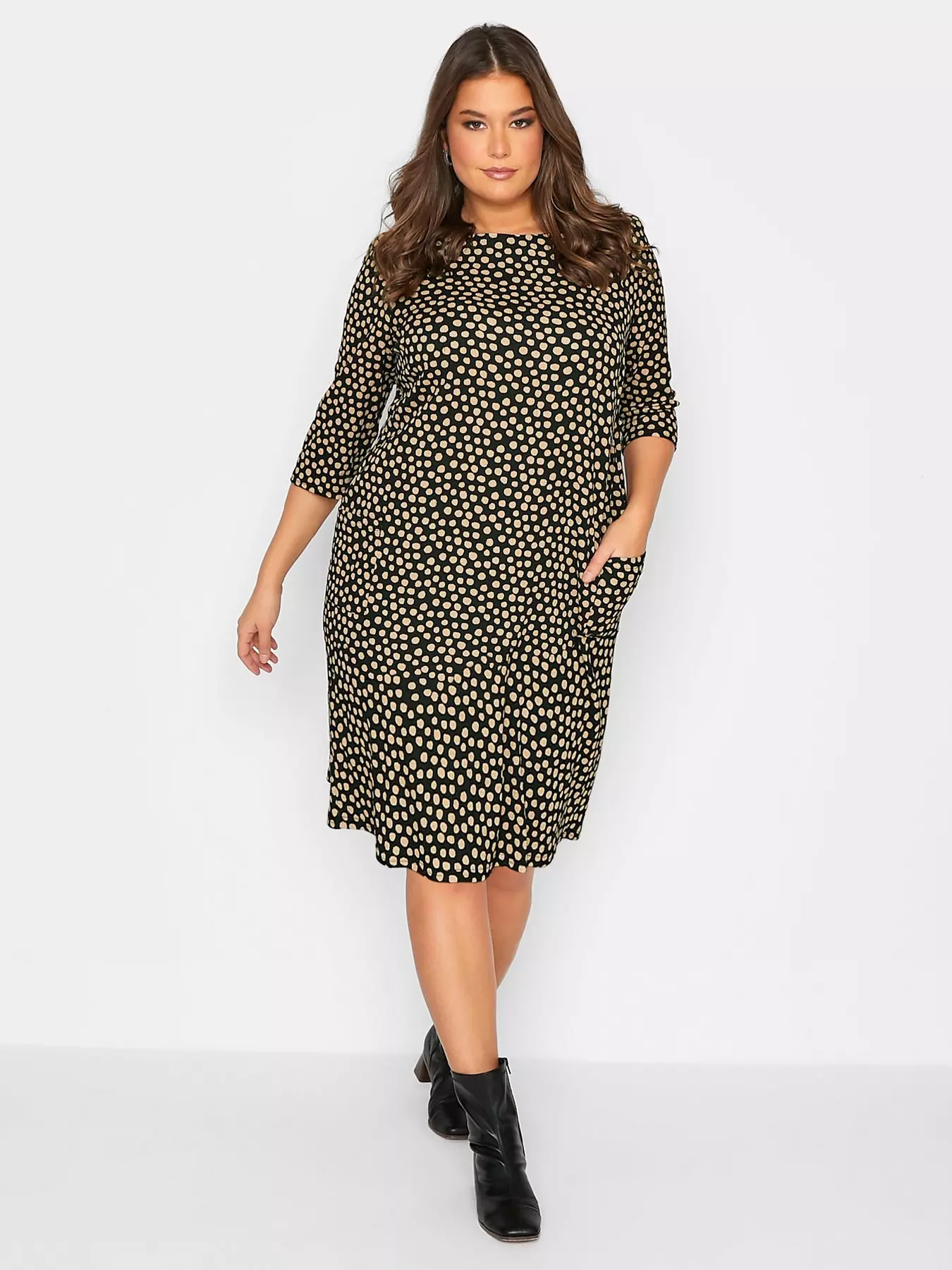 Plus Size YOURS LONDON Black Polka Dot Boyfriend Shirt