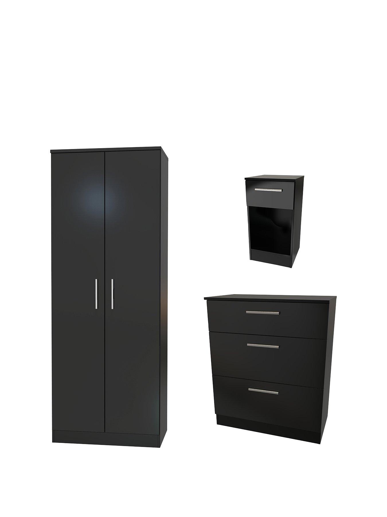 swift-montrealnbsp3nbsppiece-ready-assembled-package-ndash-2nbspdoor-wardrobe-3nbspdrawer-chest-and-1-drawernbspbedside-table-black