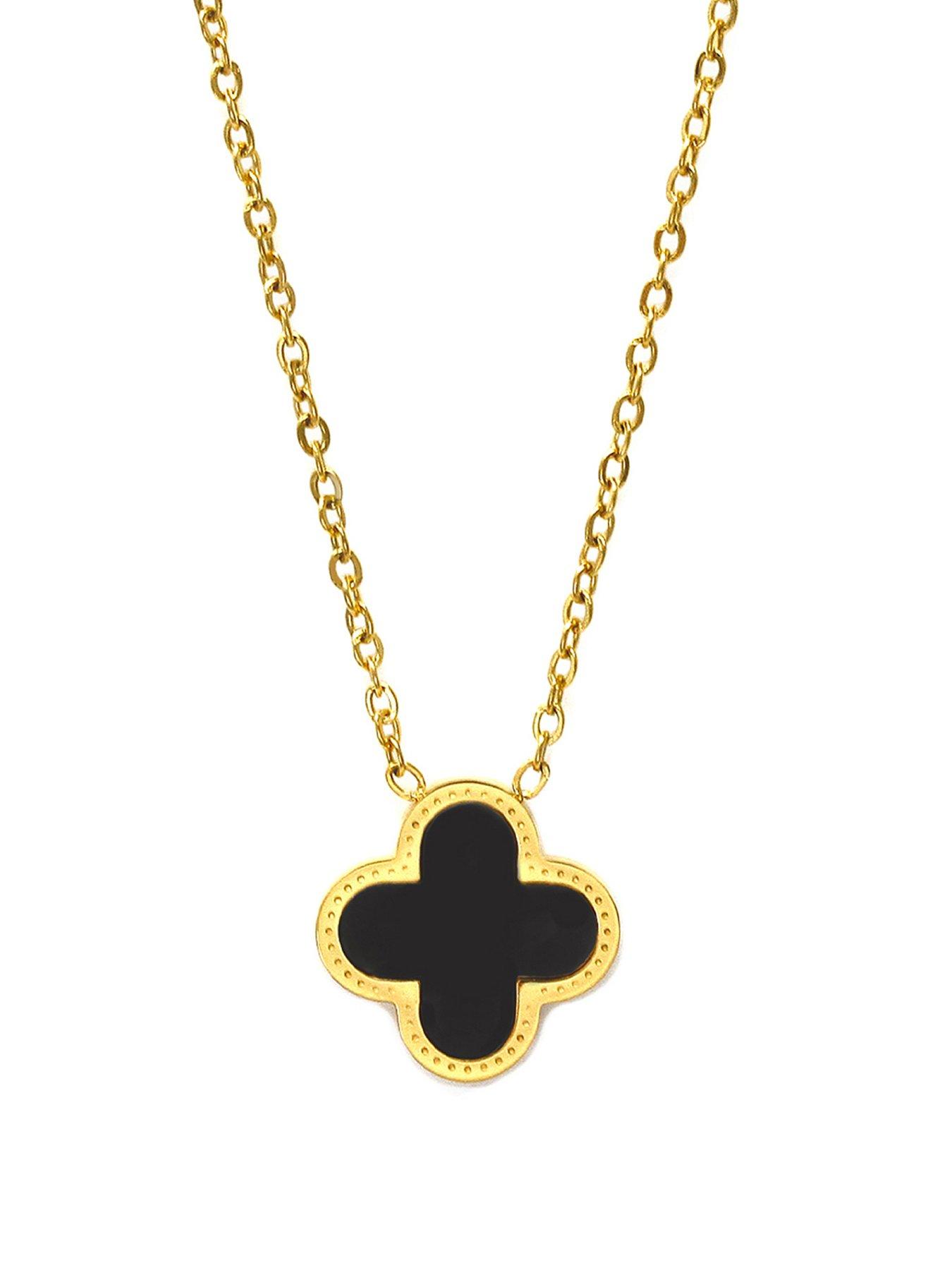  image of say-it-with-luck-collection-necklace-stainless-steel-gold-black