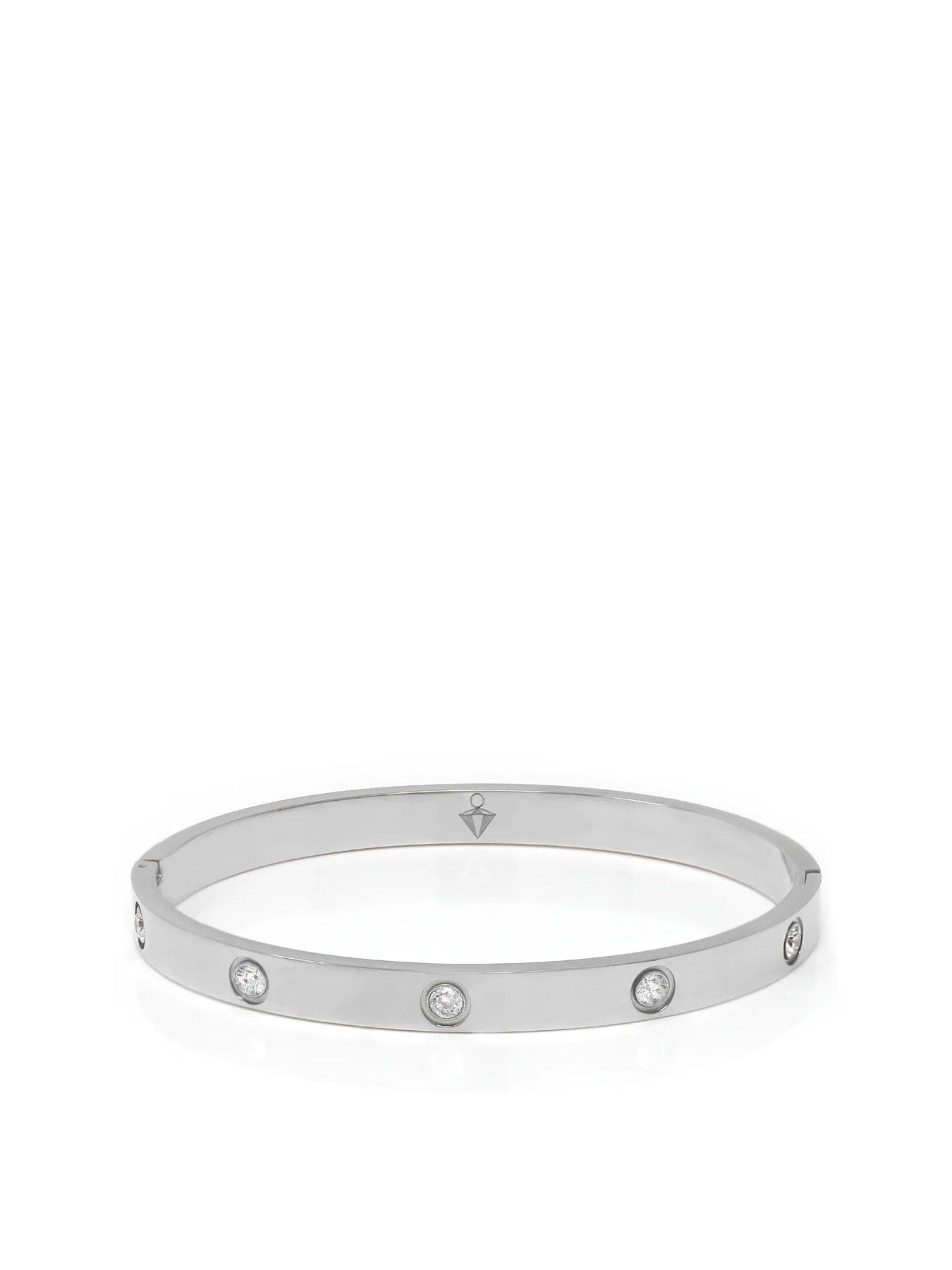 Image 1 of 2 of Say It With Personalised Stone Hinged Bangle - Silver