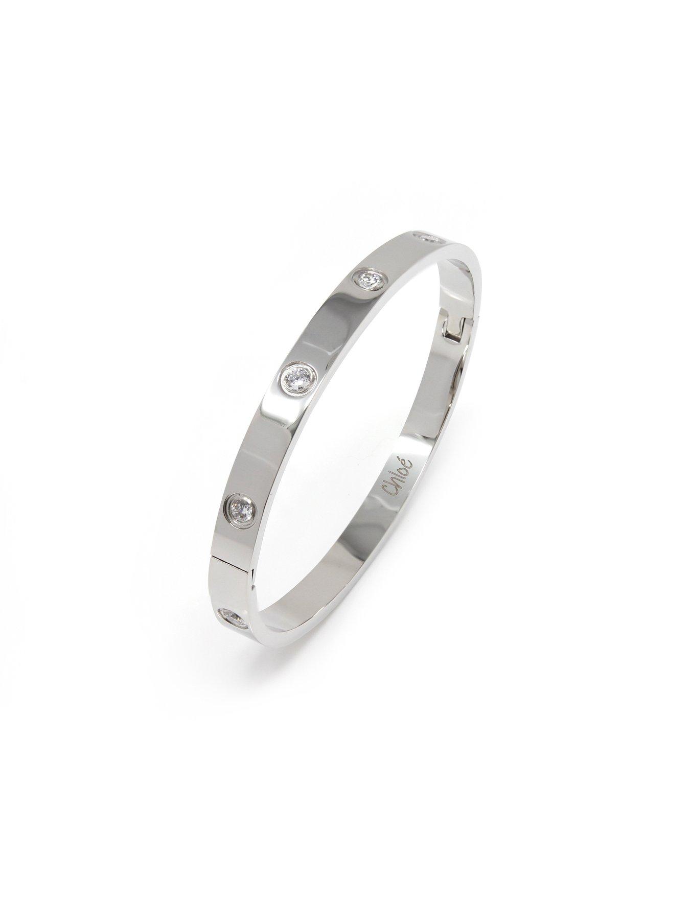 Image 2 of 2 of Say It With Personalised Stone Hinged Bangle - Silver