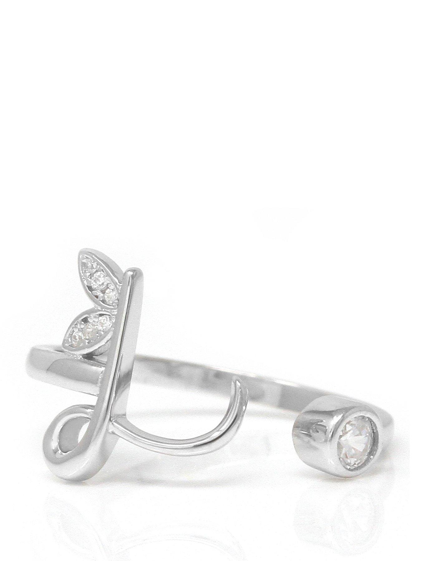 Say It With Adjustable Winged Initial Ring - Sterling Silver